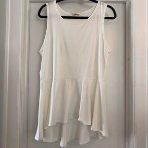 White Sleeveless Peplum Blouse